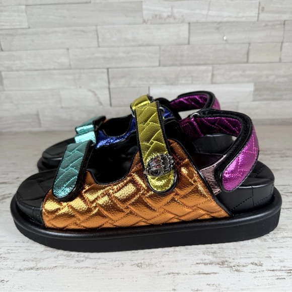 Kurt Geiger London Orson Quilted Metallic Leather Platform Dad Sandals Size 40.5 - Picture 7 of 16